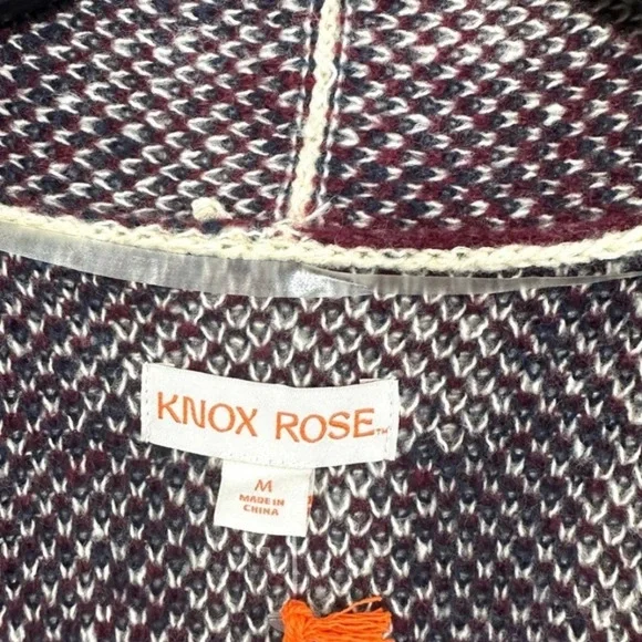 Knox Rose Women’s Navy Blue Long Sleeve Jacquard Knit Open-Front Cardigan - NWT - Picture 5 of 6